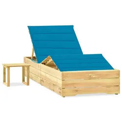 furnicato Gartenliege Sonnenliege aus grün imprägniertem Massivholz 198x90x30-75 cm Blau blau
