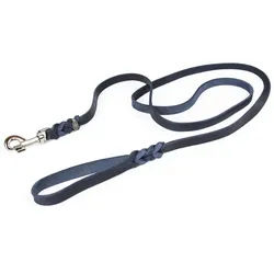 CopcoPet Hundeleine Fettlederleine mit Handschlaufe, Leder blau 2,50 m | 1,2 cm