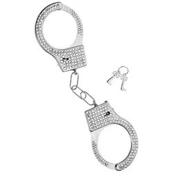 Widdmann Polizei-Kostüm Handschellen mit Strass, Kein Stress mit Gefangenen dank Strass! silberfarben