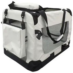 Petigi Tiertransporttasche Transportbox Faltbar Faltbox Hund Transporttasche S-XXXXL 5 Farben weiß M | 60 cm x 45 cm x 42 cm