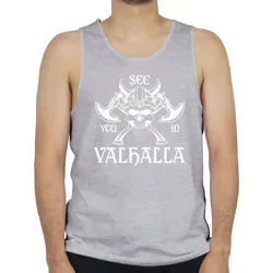 Shirtracer Tanktop See you in Valhalla Wikinger & Walhalla Herren grau L