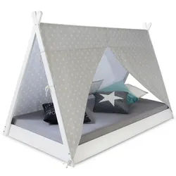 Homestyle4u Kinderbett 90/200 cm Tipi weiß , Weiß , Holz , 208x132x105 cm , Babymöbel & Kindermöbel, Kinderzimmer & Jugendzimmer, Kinderbetten, Spielbetten