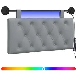 vidaXL Bett Hängendes Kopfteil Mit LED Licht Hellgrau Stoff (1-tlg) grau