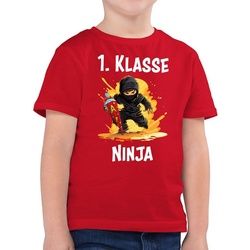 Shirtracer T-Shirt Ninja Einschulung Schulkind Schulanfang 1. Klasse Erste Einschulung Junge Schulanfang Geschenke rot 104 (3/4 Jahre)