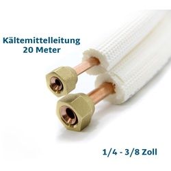 20 Meter Isoliertes CU-Rohr, Isol. schwerentflammbar 9mm 1/4 + 3/8" gebördelt mit Überwurfmuttern"