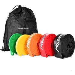 MSports® Trainingsband Resistance Band Set in verschiedenen Stärken inkl. Tasche und Workout App - Trainingsband, Gymnastikband, Widerstand-Bänder