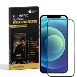 1x 9H Panzerglas für iPhone 12 Mini FULL COVER Schutzglas Hartglas Displayschutz Schutzfolie Panzerfolie HD KLAR Schwarzer Rand