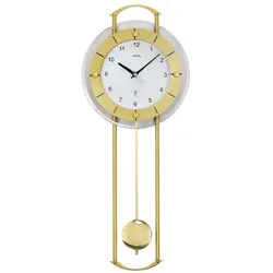 AMS Pendelwanduhr Wanduhr mit Pendel AMS 5255 (Funk-Uhrwerk) goldfarben