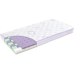 Träumeland Kindermatratze , Weiß, Violett , Textil , 70x140 cm , Fkt, Textiles Vertrauen - Oeko-Tex®, Made in Austria , Über- und Sondergrößen erhältlich, Bezug abnehmbar/waschbar, wendbar, klimatisierte Belüftungskanäle, atmungsaktiv, Sitzkantenverstärkung, Nässeschutz , Babymöbel & Kindermöbel, Babyzimmer, Babymatratzen