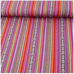 SCHÖNER LEBEN. Stoff Stoff Meterware Polyester Streifen MEXICO rot pink grün blau 1,5m blau