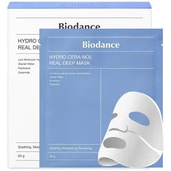 Biodance Gesichtsmaske Hydro Cera-nol Real Deep Mask – Intensive Hydrogel-Maske für die Nacht, 4-tlg., Patentierte Technologie, Hochreines Gletscherwasser, Hypoallergen