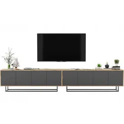 TV-SCHRANK 2-er Set Apollo2 Eiche wotan Graphit Matt 150 cm
