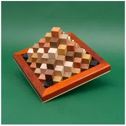 ROMBOL Denkspiele Spiel CRISTAL PYRAMIDE - sehr edles, herausforderndes Puzzle, 3D-Puzzle, Holzspiel