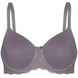 Bügel-BH SUSA "Bügel BH Nizza", Damen, Gr. 95, Cup D, lila (frosty lavender), Stoff, Obermaterial: 56% Baumwolle CO. 37% Polyamid PA. 7% Elasthan EL., BHs Bügel-BH