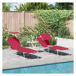 vidaXL Gartenliege, Sonnenliege 2 pcs Rot 58 x 188 x 77cm Polyester
