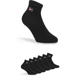 Kurzsocken FILA "UNISEX QUARTER PLAIN SOCKS", Damen, Gr. 43-46, schwarz, Materialmix, unifarben, normal, Socken, mit Logo-Schriftzug