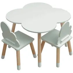 Mobili Rebecca Kindertisch, 2 Stühle Hellgrün 60/60/44 cm , Holzwerkstoff , 60x44x60 cm , Babymöbel & Kindermöbel, Kinderzimmer & Jugendzimmer, Kindersitzgruppe