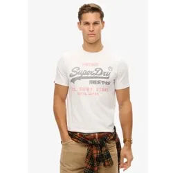 Superdry für Herren. M1012212A Heritage-T-Shirt mit weißem Vintage-Logo (XXL), Lässig, Baumwolle, Kurzarm