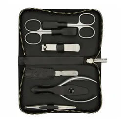 KAI Maniküre-Pediküre-Set Nagelpflege Set BCI 03 6-tlg., 6-tlg., in Leder-Etui schwarz|silberfarben