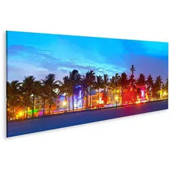 islandburner Leinwandbild Bild auf Leinwand Miami Beach Florida Hotels und Restaurants bei Sonne