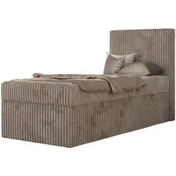 MKS Jugendbett Tilio 90/200 - Hellbraun - H4 - Rechts Seite , Textil , Rechteckig , 200x90 cm , Oeko-Tex® , Babymöbel & Kindermöbel, Kinderzimmer & Jugendzimmer, Kinderbetten, Kinderbetten & Jugendbetten