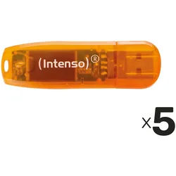 INTENSO USB-Stick Rainbow Line 3502490 USB 2.0 64GB orange/transparent 5er Pack
