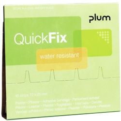 Plum QuickFix Water Resistant Pflaster, Besonders wasserdichte Pflaster für Arbeitsplätze mit hoher Feuchtigkeit , 1 Nachfüllpackung = 45 Pflaster