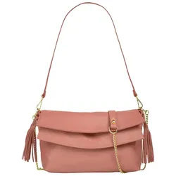 Samantha Look Umhängetasche, echt Leder, Made in Italy rosa