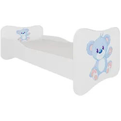 Feldmann-Wohnen Kinderbett Gonzalo weiß / hellblau 88 / 164 / 63cm , Weiß, Hellblau , Holzwerkstoff , Rechteckig , 80x160 cm , Babymöbel & Kindermöbel, Kinderzimmer & Jugendzimmer, Kinderbetten