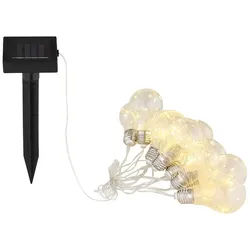 GLOBO LIGHTING LED Solarleuchte, LED-Leuchtmittel fest verbaut, Warmweiß, Solarleuchte Lichterkette Außenlampe 10x LED Edison Glühbirnen 2 Modi silberfarben
