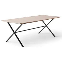 Hammel Furniture Esstisch Meza Designtisch mit Auszugsfunktion und 2 Einlegeplatten, rechteckige Tischplatte MDF, gekreuztes Metallgestell beige 165 cm x 73,5 cm x 90 cm