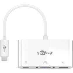 Goobay USB-CTM Multiport-Adapter USB 3.0+VGA+C PD, weiß - erweitert ein USB-CTM Gerät um einen USB 3.0- und einen VGA-Anschluss