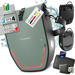 Eloneo Fahrradtasche Gepäckträgertasche, Satteltasche mit Reflektorstreifen wasserdicht LED 1 St