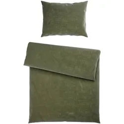 Curt Bauer Bettwäsche , Dunkelgrün , Textil , Steinoptik , 140x200 cm , bügelleicht , Heimtextilien, Bettwäsche & Leintücher, Bettwäsche