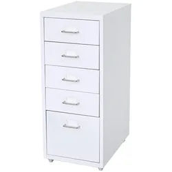 MCW Rollcontainer Weiß , Metall , 28x69x41 cm , Büromöbel, Schreibtischcontainer, Rollcontainer