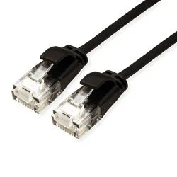 ROLINE GREEN UTP Patchkabel Cat.6A (Class EA), LSOH, slim, schwarz, 1 m