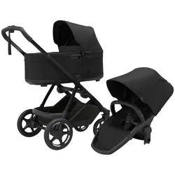Thule Kombikinderwagen , Schwarz , Kunststoff , UV 50+ , Feststellbremse, Federung, kugelgelagerte Räder, für Babyschale geeignet, Teleskopgriff , Baby on Tour, Kinderwagen, Kombikinderwagen