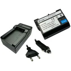 Trade-Shop 2in1 Set passend für Nikon D7000 D7100 D7200 D7500 D800 Ladegerät + Kamera-Akku Li-Ion 2400 mAh (7 V), Für 220V Steckdose und 12V/24V Kfz Zigarettenanzünder