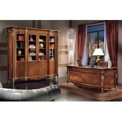 JVmoebel Büromöbel-Set Büro Schreibtisch Komplettes Set Möbel Luxus Italien Tisch 2tlg., (2-tlg., 1x Schreibtisch + 1x Bücherregal), Made in Europa braun