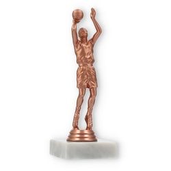 Pokal Kunststofffigur Basketballer bronze auf weißem Marmorsockel 18,3cm