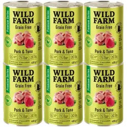 WILD FARM Premium getreidefreies Schweinefleisch und Thunfisch 6x400g - getreidefreies Katzenfutter