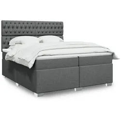 vidaXL Boxspringbett, Boxspringbett mit Matratze Dunkelgrau 200x200 cm Stoff