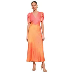 Friends Like These Midikleid Friends Like These Satin-Midikleid, Regular (1-tlg) orange 52 (GB: 24)