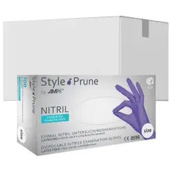 Style Prune Nitrilhandschuhe, puderfrei, lila, Unsterile Einmalhandschuhe mit Fingerspitzentexturierung, 1 Karton = 10 Packungen à 100 Stück, Größe S