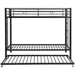 Oxeza Etagenbett 90/200 cm Schwarz mit Ausziehbett 90/190 cm , Metall , Mode , Rechteckig , 90x200 cm , Babymöbel & Kindermöbel, Kinderzimmer & Jugendzimmer, Stockbetten