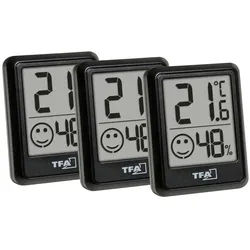 TFA Digitales Thermo-Hygrometer 30.5060.01.03, 3 Stück, schwarz