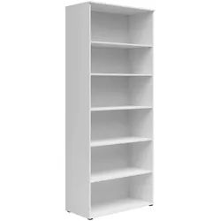 Carryhome Regal , Weiß , Holzwerkstoff , 5 Fächer , 80x195x40 cm , FSC Mix , Typenauswahl, Beimöbel erhältlich, stehend , Wohnzimmer, Regale, Bücherregale