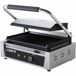 Saro Kontaktgrill PG 1 B, 230 V, Massiver Sandwichmaker mit wärmeisoliertem Kunststoffgriff, 1 Kontaktgrill