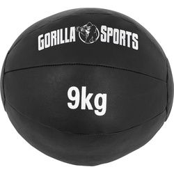 GORILLA SPORTS Medizinball Einzeln/Set, 29cm, aus Leder, Trainingsball, Fitnessball, Gewichtsball, Schwarz, Slamball, von 1 kg bis 10 kg Gewichten, für Krafttraining