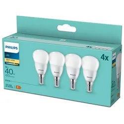4er Set PHILIPS LED E14 P45 4,9W = 40W 470lm 2700K warmweiß matt